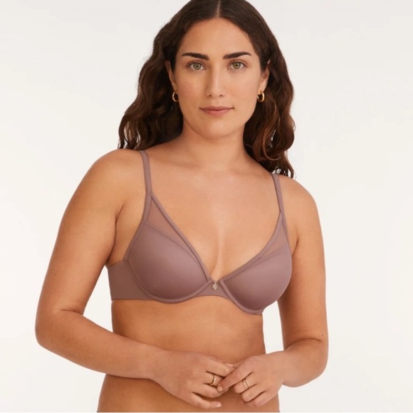 ThirdLove Classic Contour Mesh Plunge Bra 34F - Picture 1 of 8